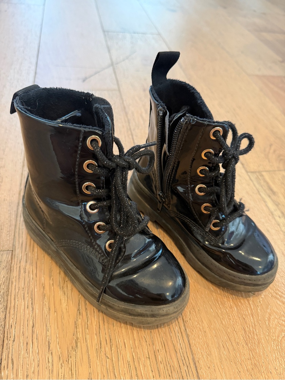 Kids Black Lace-Up Ankle Boots